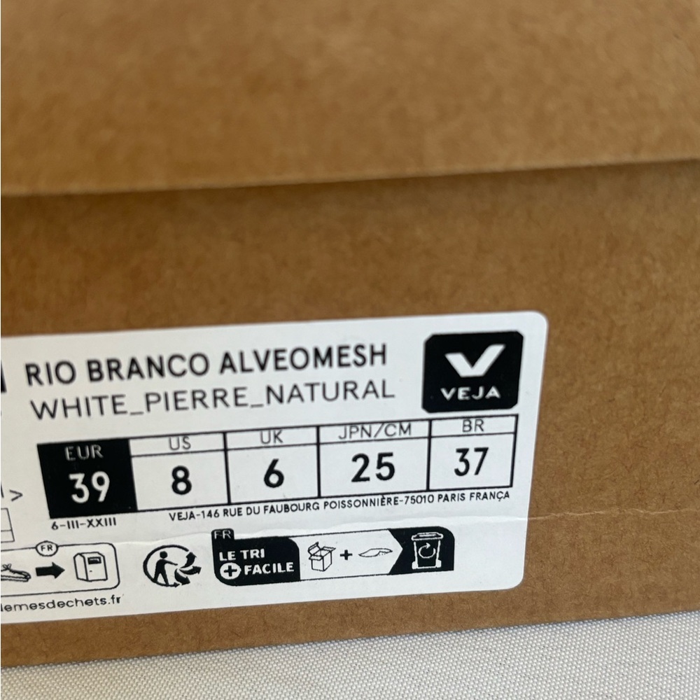 Veja Rio Branco Alveomesh Size 8 Eu 39 White Pierre Natural Womens Sneakers NWB - Picture 11 of 11